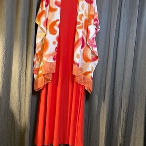 Two piece maxi dress with kimono style jacket